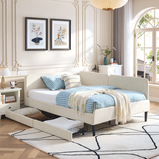 Sunvega Twin Size Upholstered Sofa Bed Frame with 2 Storage Drawers and Velvet