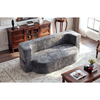 Sunvega Chenille Fabric Convertible Sofa Bed with High-Density Rebound Sponge for Living Room