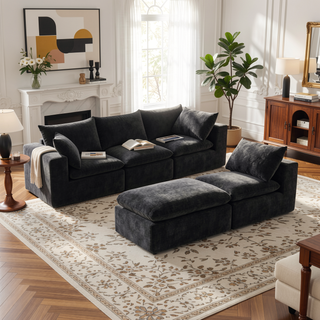 Sunvega Modern Chenille Cloud Sofa with High-Density Sponge Filling for Living Room