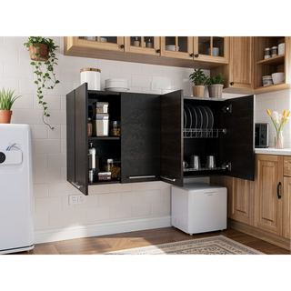 Sunvega Four Door Wall Mounted Cabinet in Wengue Finish for Living Room