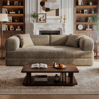 Sunvega Modular Sectional Sofa Bed with Pillow Back Support Armrest in Corduroy Fabric