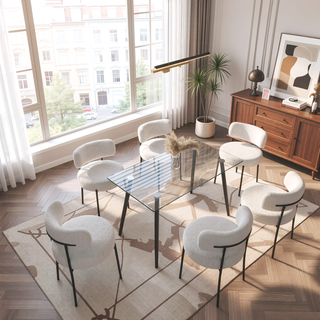 Sunvega Modern Minimalist 51" Rectangular Glass Dining Table for 4-6 with Tempered Tabletop