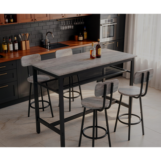 Sunvega 5 Piece Counter Height Table and Chairs Set for 4 with Backrests and Footrests