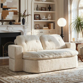 Sunvega Modern Corduroy Convertible Sofa Bed with Pillows and Quilt for Living Room