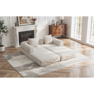 Sunvega Foldable Compressible Sofa with Metal Frame and Cushions for Small Spaces
