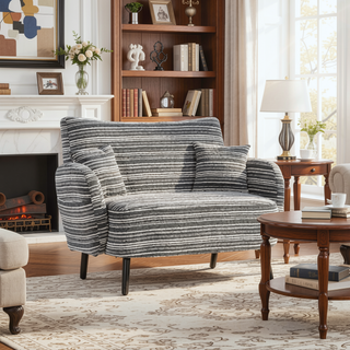 Sunvega Modern Two-Seater Sofa with Tufted Backrest and Convenient Side Storage Pockets