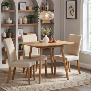 Sunvega Mid-Century Modern Faux Wood Dining Table with Tapered Splayed Legs