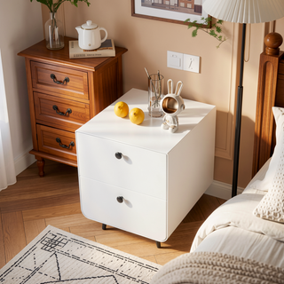 Sunvega Modern Steel Bedside Cabinet with 3 Drawers for Bedroom Living Room Storage