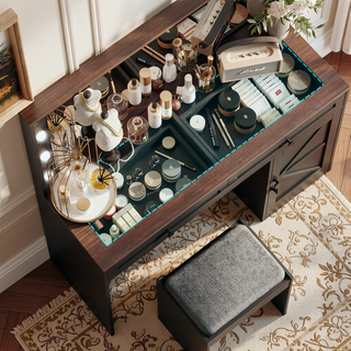 Sunvega Makeup Vanity Table with Large Mirror and 11 Brightness Adjustable LED Lights