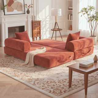 Sunvega Foldable Compressible Sofa with Metal Frame and Cushions for Small Spaces