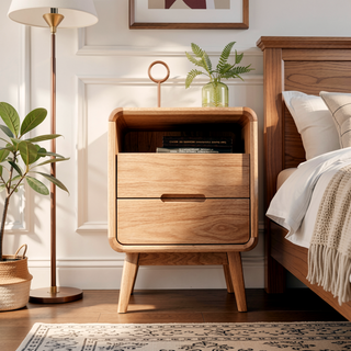 Sunvega Premium European Beechwood Nightstand with Ample Storage and Safe Design
