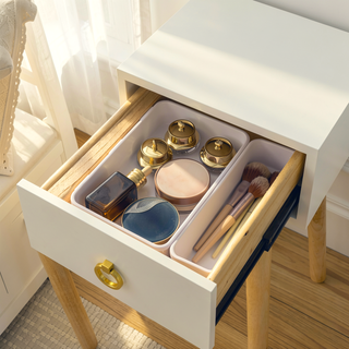 Sunvega Makeup Vanity Desk Set with Large LED Lighted Mirror and Drawers
