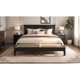 Sunvega King Platform Bed in Black with 28-Slat Dual-Zone Support System