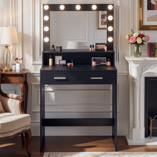 Sunvega Hollywood Style Vanity Desk with Mirror and 11 Lights 3 Modes Large Drawer for Bedroom