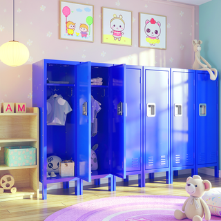 Sunvega Blue Industrial Style Metal Storage Cabinet with Two Separate Compartments