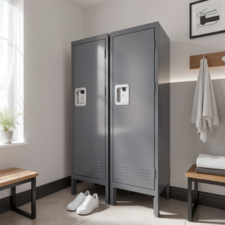Sunvega Retro Industrial Grey Metal Storage Cabinet with Ventilation Door