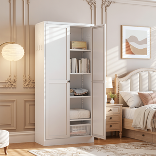 Sunvega Heavy-Duty Metal Pantry Cabinet with 5 Adjustable Shelves and Glass Door