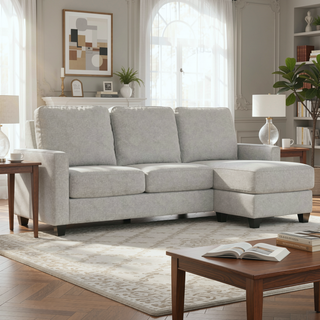Sunvega Gray Reconfigurable Sectional Sofa with Contemporary Style and Easy Assembly