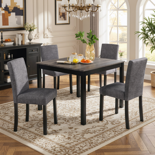 Sunvega Modern 5-Piece Dining Table Set with Upholstered Chairs for Kitchen and Dining Room