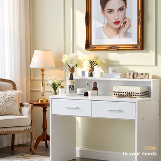 Sunvega Hollywood Style Vanity Desk with Mirror and 11 Lights 3 Modes Large Drawer for Bedroom