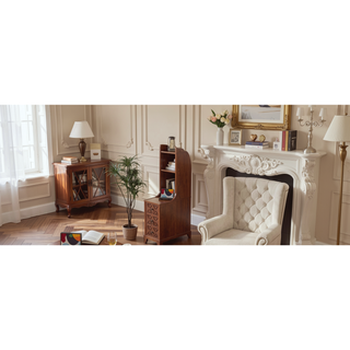 Sunvega American Style End Table with Charging Station Drawers and Arc Design