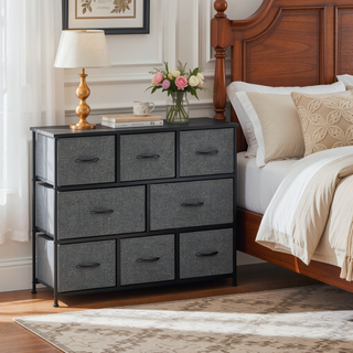 Sunvega Foldable 8-Drawer Fabric Dresser Storage Tower with Steel Frame for Bedroom