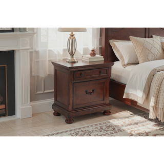 Sunvega Antique Cherry Wood Nightstand with 29 by 18 by 30 Inch Dimensions