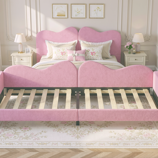 Sunvega Full Size Upholstered Daybed with Cloud Shaped Backrest and Sherpa Fabric