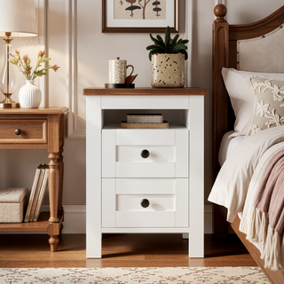 Sunvega Full Size Farmhouse Platform Bed with Double Sliding Barn Door and Charging Station