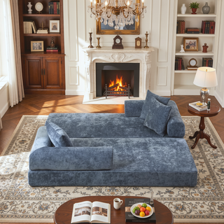 Sunvega Convertible Chenille Folding Sofa Bed with Pillows for Living Room
