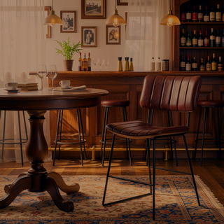 Sunvega Mid-Century Modern Counter Stool with Metal Frame and Shaped Seat