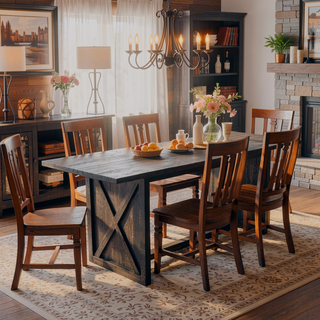 Sunvega 70.87" Farmhouse Dining Table for 6-8 People with X Solid Legs