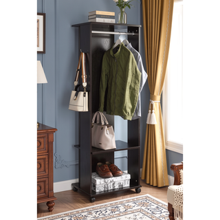 Sunvega Espresso Finish Hall Tree with Mirror and Storage for Entryway