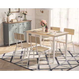 Sunvega 5-Piece Modern Dining Table Set with 4 Chairs for Small Space Kitchen