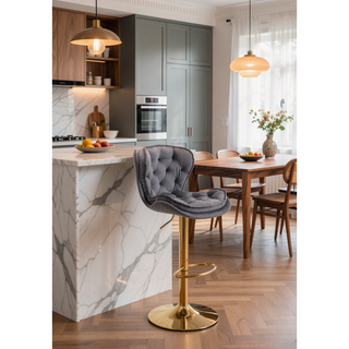 Sunvega Set of 2 Swivel Bar Stools with Chrome Footrest and Adjustable Height
