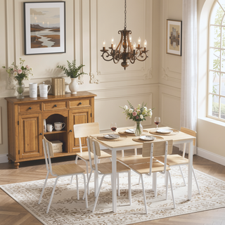 Sunvega 5-Piece Modern Dining Table Set with 4 Chairs for Small Space Kitchen