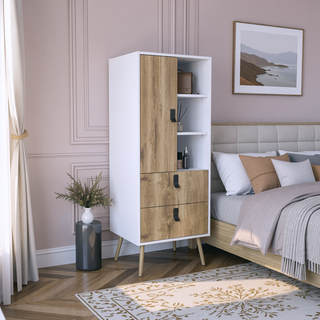 Sunvega White Macadamia Dresser with 3 Open Shelves 2 Drawers and 1 Door