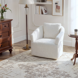Sunvega Modern 360 Degree Swivel Sofa Chair with High Backrest and Velvet Upholstery