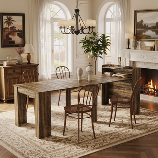 Sunvega Modern Extendable Dining Table with Storage for Kitchen Living Room