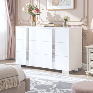 Sunvega Elegant Gray Nightstand with 2 Drawers and Metal Foot for Bedroom
