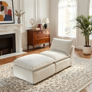 Sunvega Modern Corduroy Cloud Sofa with Comfortable High-Density Sponge for Living Room