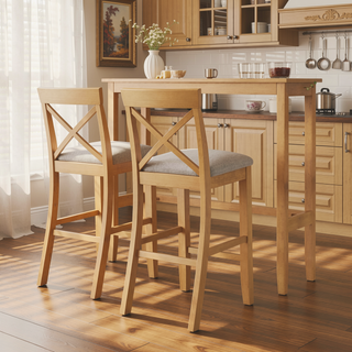 Sunvega 48" Rectangular Wood Bar Height Dining Table Set with 2 Chairs for Kitchen Breakfast Nook