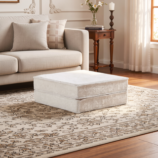 Sunvega Convertible Modular Sectional Mahjong Sofa Bed with Ottoman in Circle Fleece Fabric