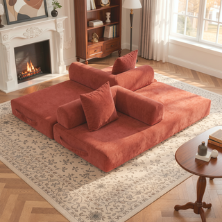 Sunvega Foldable Compressible Sofa with Metal Frame and Cushions for Small Spaces
