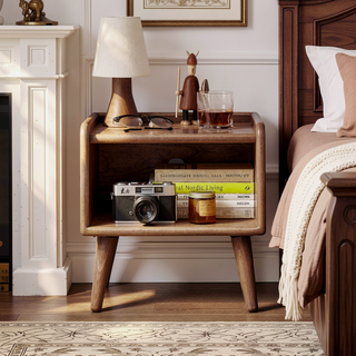 Sunvega Premium European Beechwood Nightstand with Ample Storage and Safe Design
