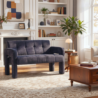 Sunvega Nordic Modern Upholstered Sofa with Dual Armrests for Living Room and Bedroom