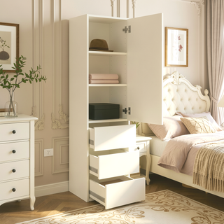 Sunvega Modular Wood Closet Cabinet with Drawers and Ample Storage in Warm White