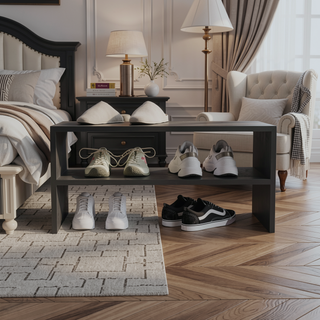 Sunvega Stackable Shoe Rack with Two Spacious Shelves for Bedroom Storage
