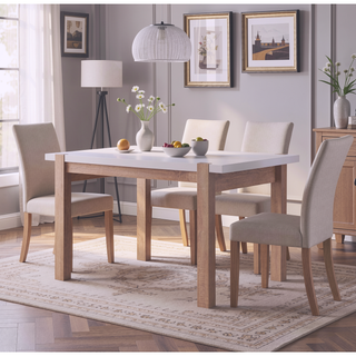 Sunvega Solid Wood Dining Table with Two Tone White Natural Color