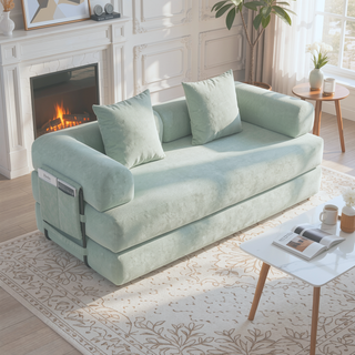 Sunvega Foldable Compressible Sofa with Metal Frame and Cushions for Small Spaces